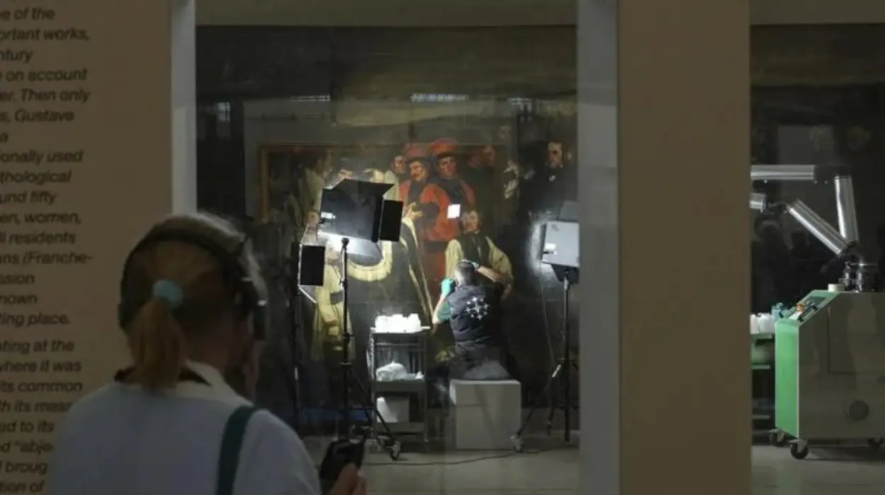 Le Musée d'Orsay à Paris permet au public d'observer la restauration d'un chef-d'œuvre de Courbet, un projet d'une année pour restaurer "A Burial at Ornans".